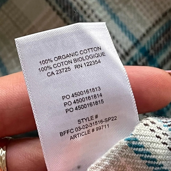 TNA Plaid Oversized Shirt button front flannel Fiona cream brown blue medium - Picture 7 of 13